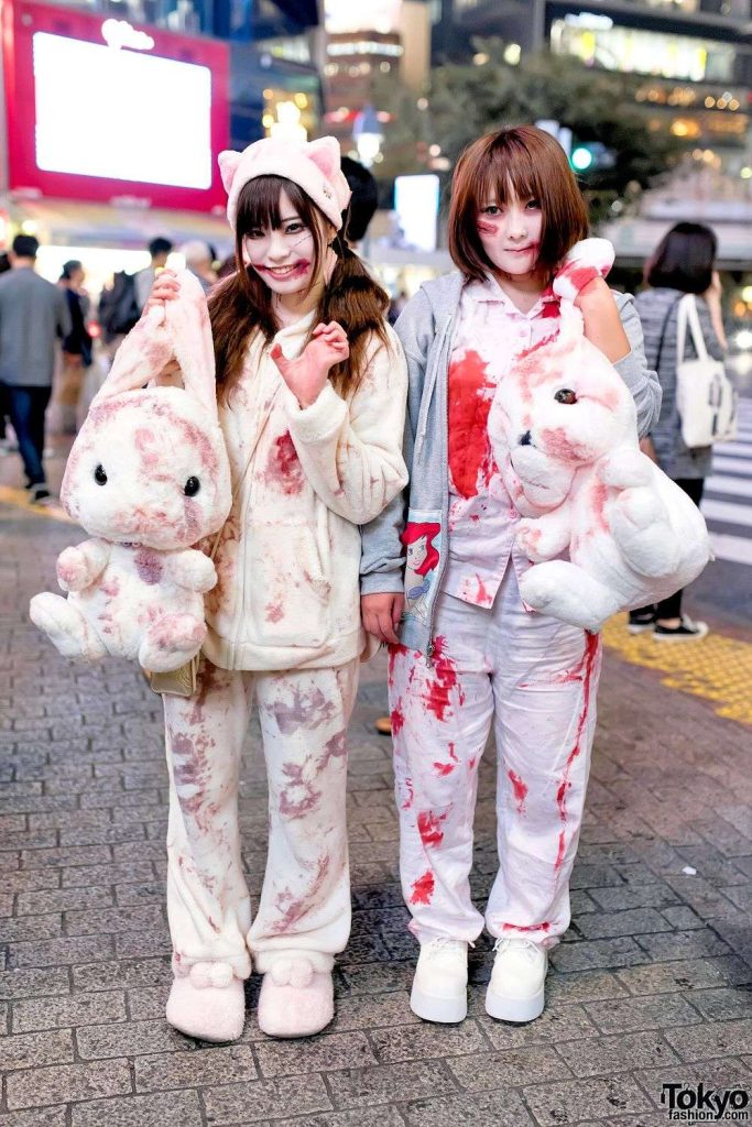 Japanese girls wearing Kawaii Halloween outfits