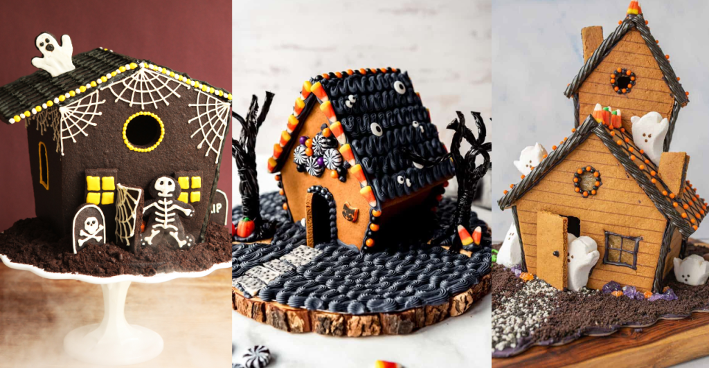 Haunted Halloween gingerbread houses