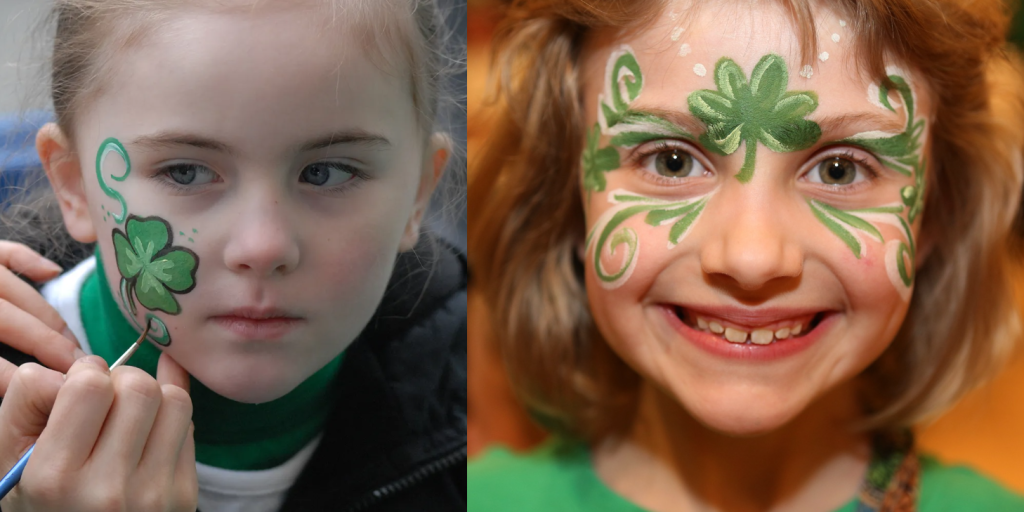 Saint Patrick's Day face paints are popular among kids