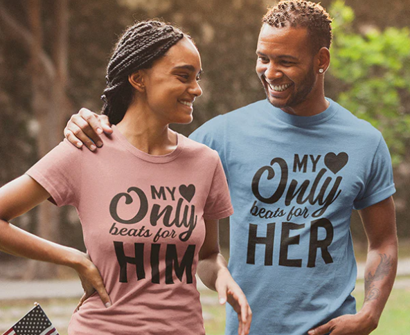 Printed couple shirts are probably the most popular