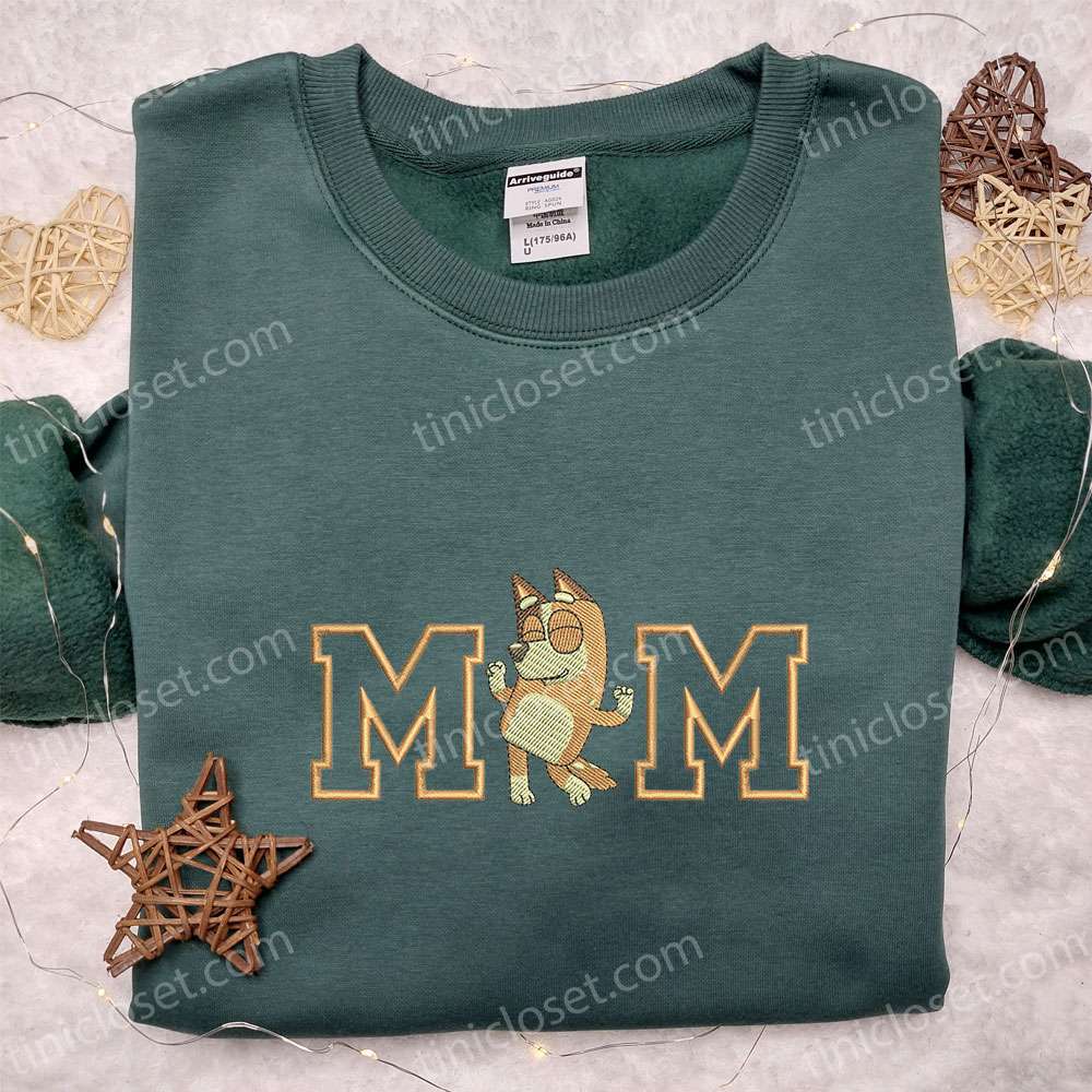 Bluey Chilli Heeler Mom Embroidered Shirt, Cartoon Embroidered Hoodie, Best Gift Ideas