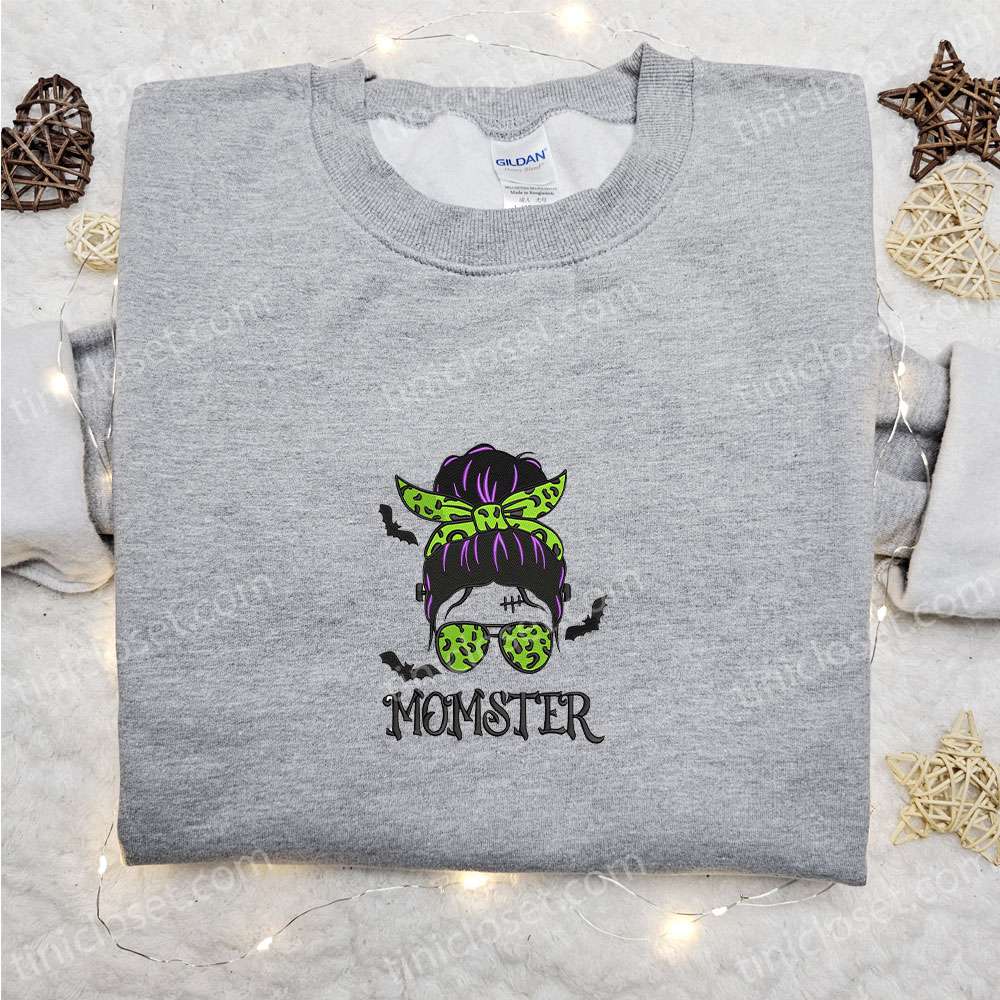 Momster Embroidered Sweatshirt, Halloween Embroidered Hoodie, Best Halloween Gift Ideas