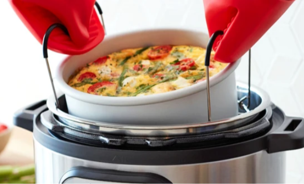 An instant cooker will help moms prepare quick meals amid all the baby rearing
