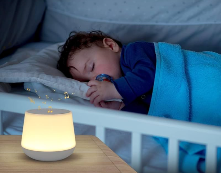 A white noise sound machine can be helpful with babies who have trouble falling asleep
